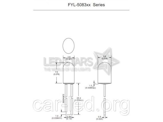 Світлодіод помаранчевий FYL5083 UEC-TL (овальний, прозорий), 30 ° / 75 ° FORYARD | Зображення 3