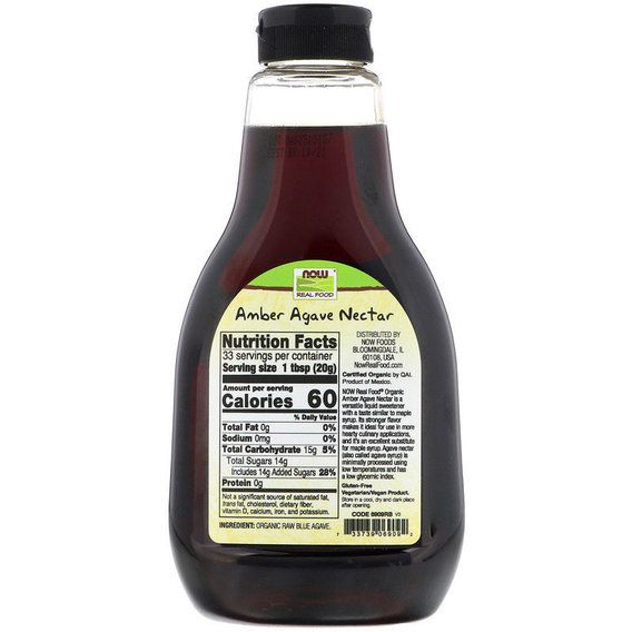 Суперфуд NOW Foods Real Food, Organic Agave Nectar, Amber, 23.28 oz 660 ml | Зображення 1