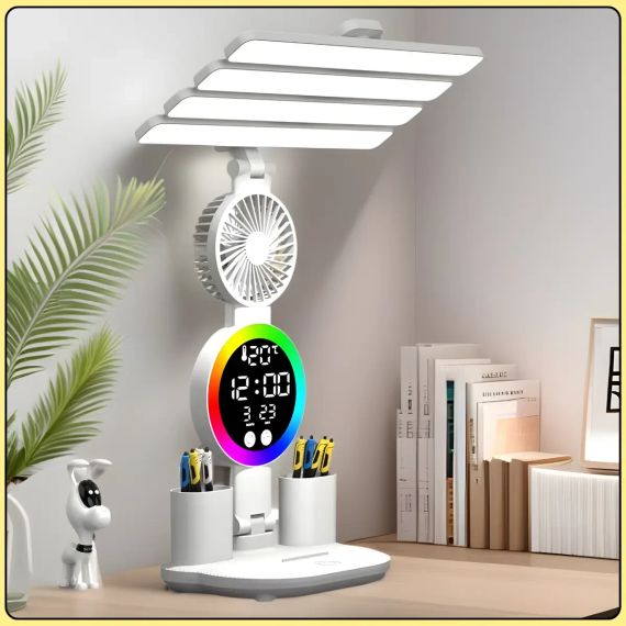 Настільна LED-лампа з 4 панелями, вентилятором і дисплеєм KRX-104 | Зображення 8