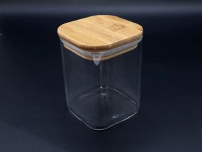Ємність для зберігання 65х65 мм Скляна з дерев’яною кришкою