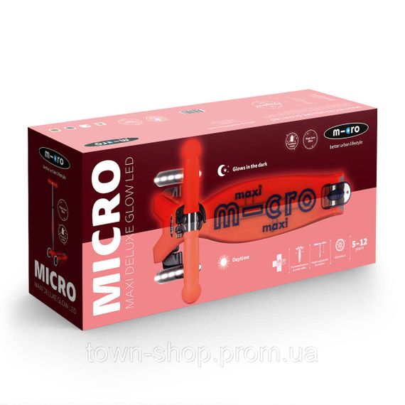 Самокат Micro серии Maxi Deluxe Glow LED - Красная аура | Зображення 2