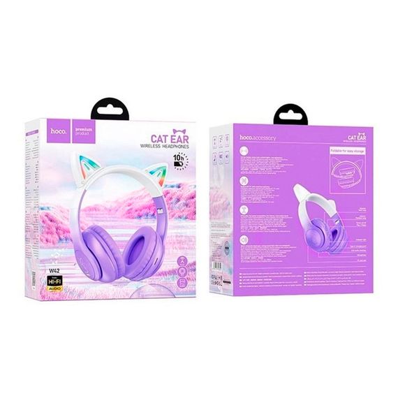 Бездротові навушники Bluetooth HOCO W42, White/Purple, Box | Зображення 3