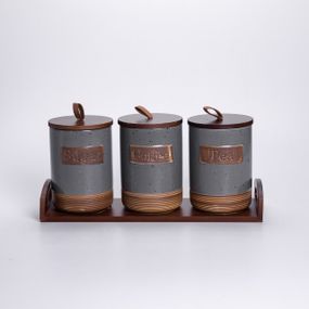 Набор фарфоровых банок для сыпучих 3 шт по 800 мл с крышками Серый HP-26-1G