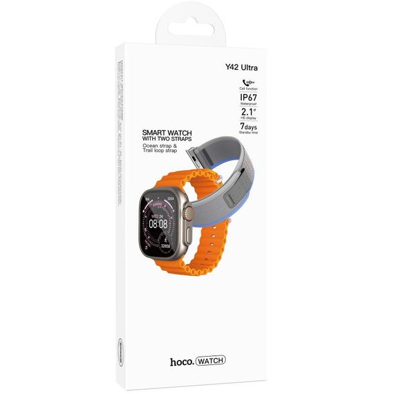 Смарт-годинник Hoco Y42 Ultra Smart sports watch (call version) Titanium gold | Зображення 1