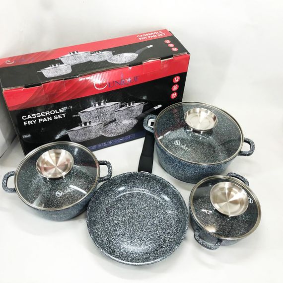 Каструля з якісних матеріалів, Каструлі з прозорими кришками, Набір кастрюль для електричних плит VJ-61 | Зображення 6