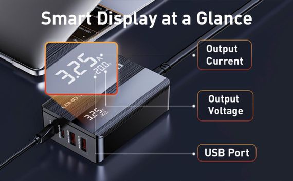 Швидкий зарядний пристрій USB C LDNIO 100 Вт GaN USB C | Зображення 6