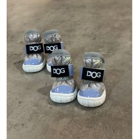 Обувь для собак DOG на плотной подошве, лаковая с фетовым носком, серебрянная