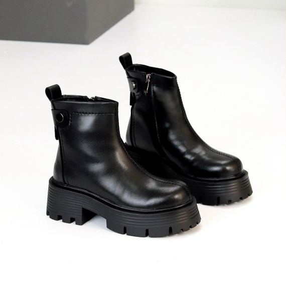 Эффектные молодежные зимние черные ботинки на толстой подошве | Зображення 1