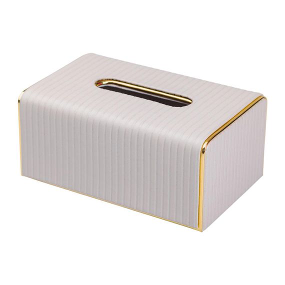 Серветниця з еко шкіри 21.5х13х9 см органайзер для серветок на стіл Сірий HP-3-204G | Зображення 1