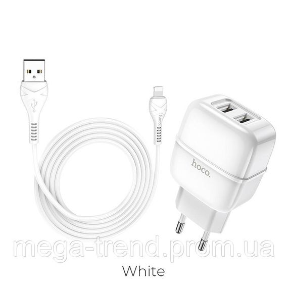 Адаптер мережевий Hoco Lightning cable Highway C77A |2USB, 2.4A| | Зображення 1