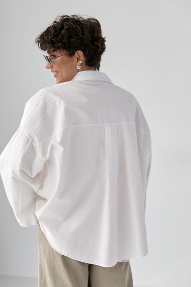 Котонова сорочка з вишитим написом - молочний цвет, ONE SIZE (є розміри) | Зображення 1