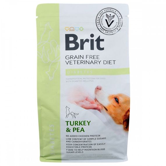 Корм сухий Brit Grain Free VetDiet Dog Diabetes для собак з цукровим діабетом з індичкою та горохом 2 кг | Зображення 2