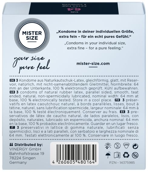 Презервативы Mister Size 64 mm (3шт) Sex Aura | Зображення 1