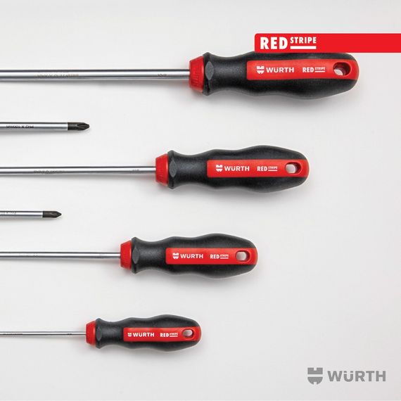 Набір викруток шліц+РН, круглий стрижень, 6 шт., RED STRIPE | Зображення 1