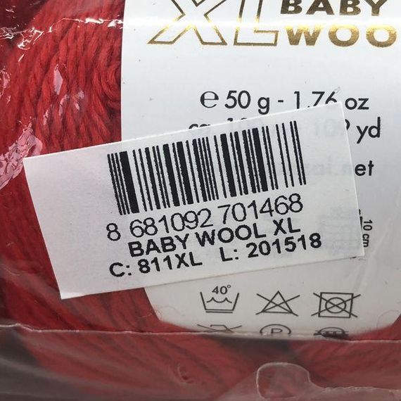 Пряжа Gazzal – Baby Wool XL колір 811 червоний | Зображення 2