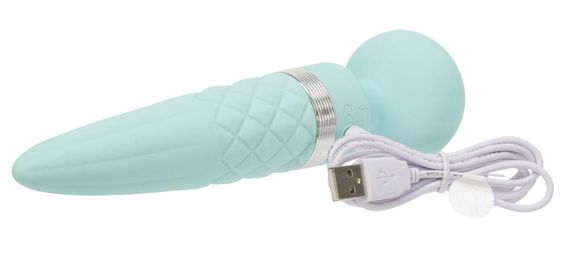 Вибромассажер 2-в-1 PILLOW TALK - Sultry Teal, классический массажер и вибратор с ротацией, подогрев | Зображення 1