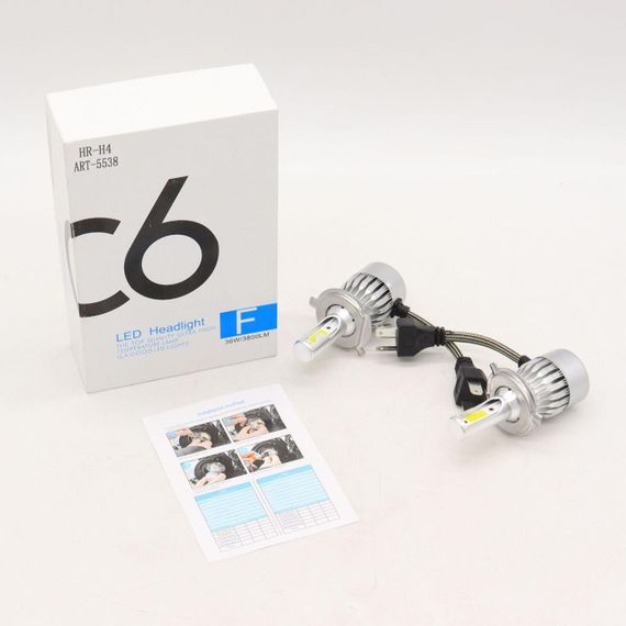 Комплект 2шт автомобільних LED ламп C6-H4, 36W, Оригінал / Світлодіодні лампи для авто / Автолампи для фар | Зображення 9