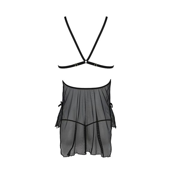 Сорочка Passion DELIENA CHEMISE S/M black, стрінги із заниженою талією | Зображення 3