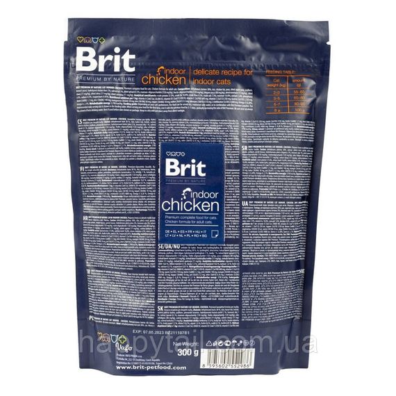 Корм сухой Brit Premium Cat by Nature Indoor для взрослых домашних кошек с курицей 300 г | Зображення 2