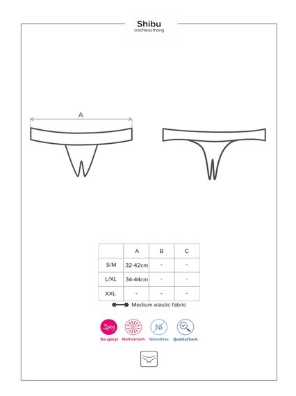 Стринги з інтимним вирізом Obsessive Shibu crotchless thong black S/M | Зображення 6