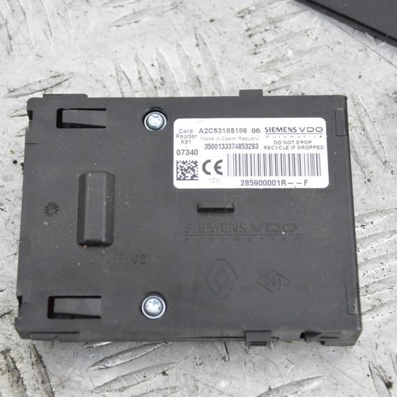 Замок запалювання в зборі з ключ картою Renault Laguna III 2007-2015 Зчитувач ключ карти Рено 285900001R | Зображення 1