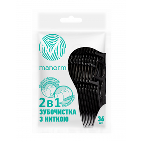 Зубочистка з освіжаючою ниткою 36 шт. чорна, ТМ "Manorm"