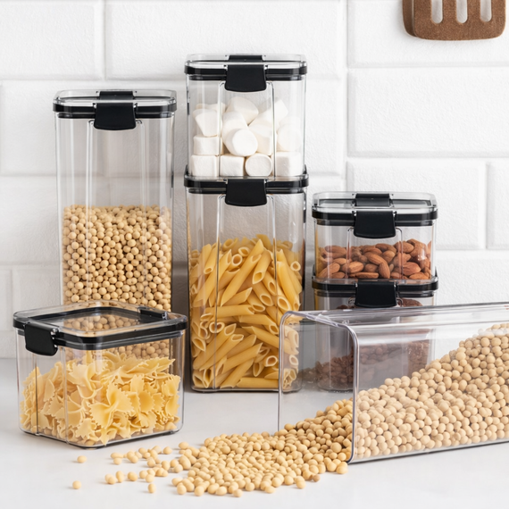 Набір контейнерів для зберігання сипких продуктів Food Storage Container, 6 шт., герметичні пластикові ємності з кришками | Зображення 3