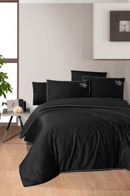 Комплект постільної білизни First Choice Deluxe Satin DARK 200х220 Timeless Black