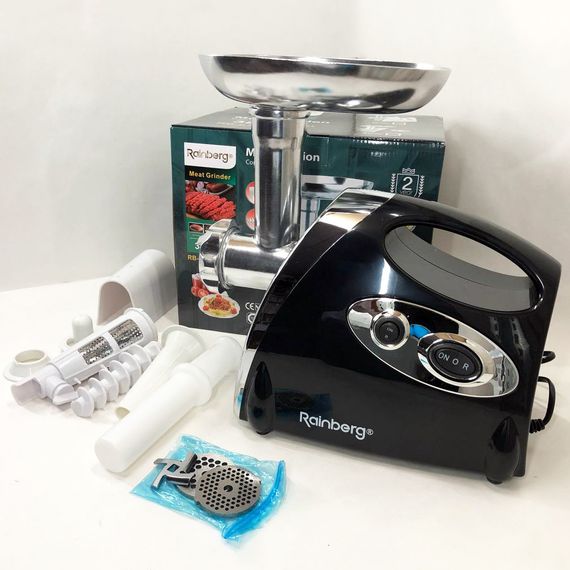 Кухонная мясорубка с реверсом Rainberg RB-675 3800 Вт, Мясорубка металлическая для сосисок DA-70 | Зображення 3