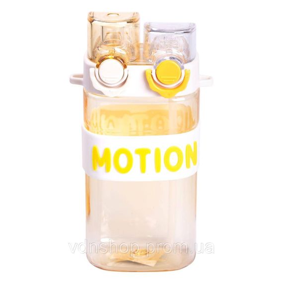 Бутылка для воды с трубочкой 550 мл спортивная пластиковая бутылка для тренировок Желтая HP-14-49Y | Зображення 1