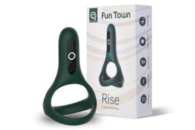 Двойное эрекционное кольцо Fun Town Rise Turquoise, управление со смартфона sexstyle