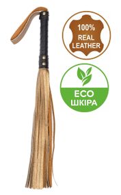 Флогер з комбінованої шкіри Flirty COMBO Leather - Black & Bronze, BM-00017 Sex Aura