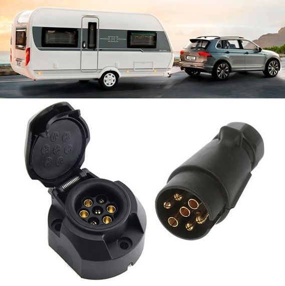 Роз'єм фаркопа 7-pin для причепа пластмаса розетка + вилка