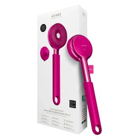 Звуковая светодиодная щетка для всего тела GESKE Sonic LED Full-Body Brush&Intensive Exfoliator 9в1 aquamarine, Малиновый