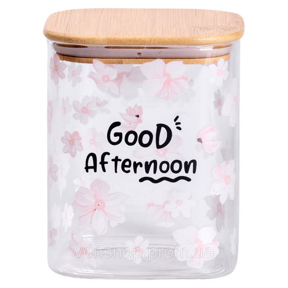 Банка для сыпучих продуктов с бамбуковой крышкой 900 мл емкость для сыпучих стекло HP-34-24