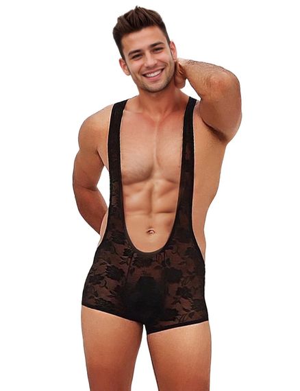 Мужской комбинезон-шорты Star Night кружевной, черный, XL sexstyle | Зображення 1