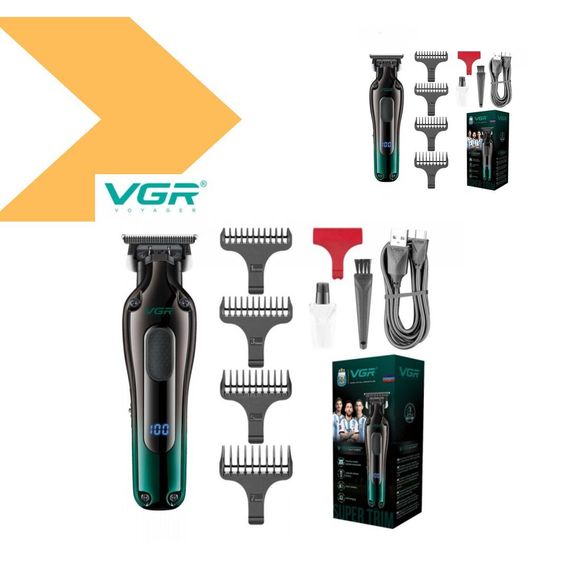 Тример VGR V-998 Green з 4 насадками та LED-дисплеєм (46244-V-998 GREEN_367) | Зображення 1