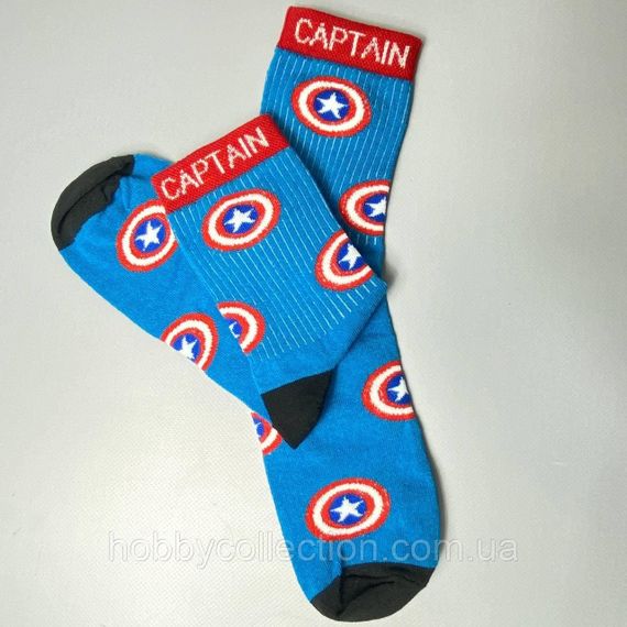 Шкарпетки чоловічі високі 1 пара "Captain America" сині 40-45 р бавовняні