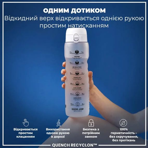 Пляшка для води ION8 1000 мл BPA Free Times To Drink (ЕКО пляшка) Ice (I8RF1000PIMOT2) | Зображення 5