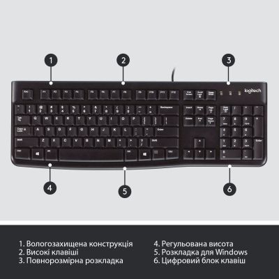 Клавіатура Logitech Keyboard K120 EOM UKR Black (920-002643) | Зображення 5
