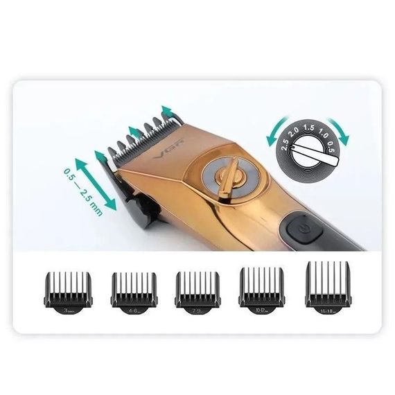Тример бездротовий VGR V-663, Стильна машинка для стрижки, Бритва тример DJ-992 для бороди | Зображення 1
