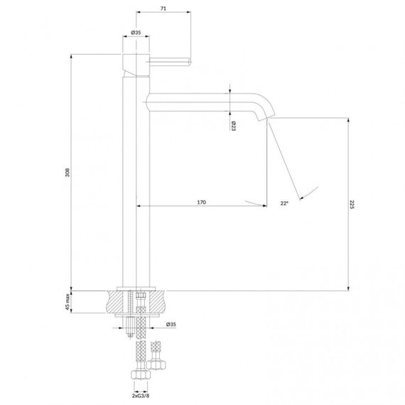 Змішувач для раковини Omnires Y brushed copper (Y1212CPB) | Зображення 1