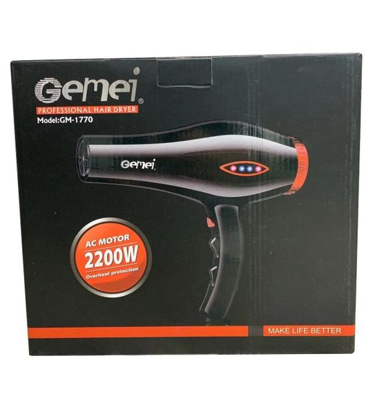 Мощный качественный фен для сушки укладки волос Gemei Gm-1770 2200 Вт электрофен | Зображення 1