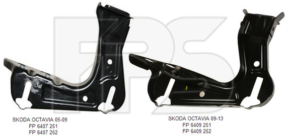 Кронштейн фары Skoda Octavia A5 09-13 нижний - левый 1Z0805071A