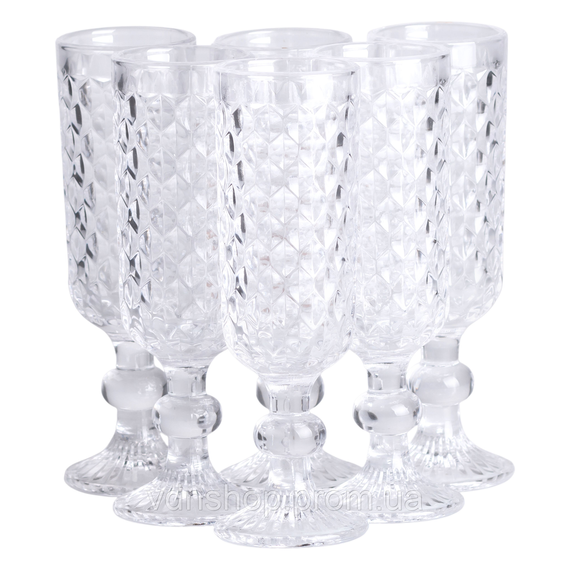 Набор бокалов для шампанского 6 штук 160 мл стеклянные HP-19-103