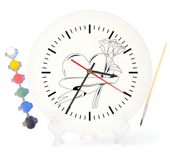 Дитячий набір для творчості годинник розмальовка Серце та троянди 30 см (Г0156)