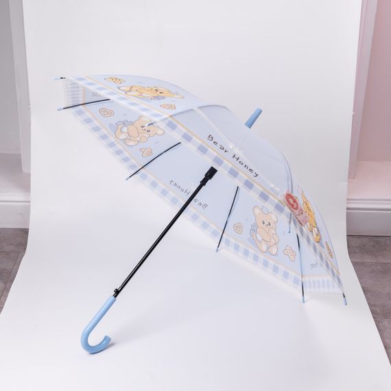 Класична дитяча парасолька-тростина напівавтомат з поліестеру міцна надійна 8 спиць діаметр 94 см Блакитний HP-23-11BL | Зображення 7