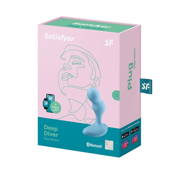 Анальна смарт пробка з вібрацією Deep Diver колір: блакитний Satisfyer (Німеччина) | Зображення 5