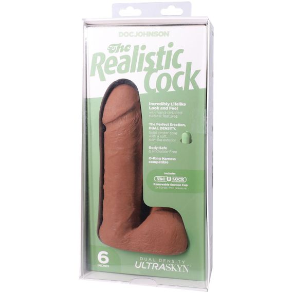 Фалоімітатор Doc Johnson The Realistic Cock ULTRASKYN - 6 Inch with Balls Caramel Sex Aura | Зображення 8