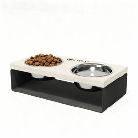 Миски на подставке из цельного металлического листа для собак и котов Hollky SteelWood S (2 × 0,45 л) SWS-36188-GRWH